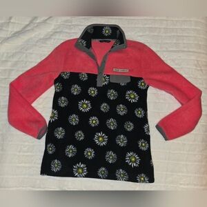 Simply Southern Floral Pullover Pink & Black Fleece,  Size Small Preppy